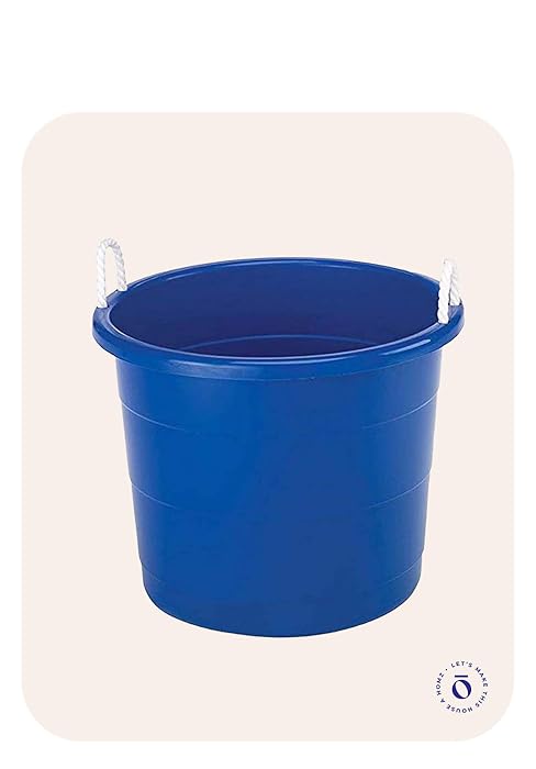 Homz Plastic 18 Gal Utility Bucket Tub w/ Rope Handle