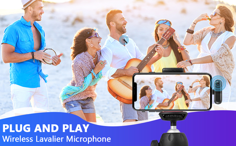 beysolar Wireless Lavalier Microphone for iPhone iPad, PlugPlay & Noise Reduction