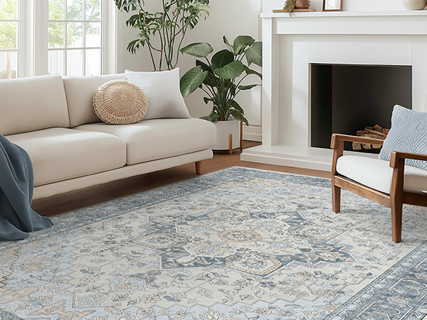 KANADEMONO ラグ Chic Medallion Blue Rug KANADEMONO ラグ Chic