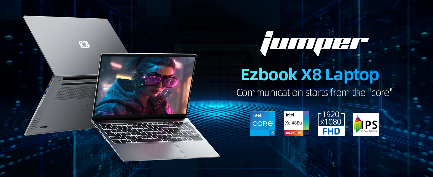 jumper 15.6 Inch Laptop, Core i5-12450H Processors Notebook, 1920x1080 FHD IPS Display (16:9), 16GB DDR4 RAM 512 SSD Laptops, BluetoothT 5.1, Dual-Band Wi-Fi, UK Keyboard Film. 9 X8 laptop