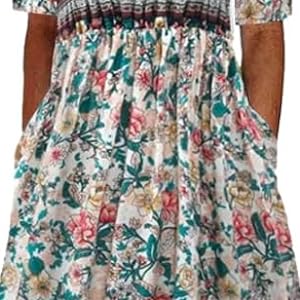 Womens Colorful Boho Floral Print Maxi Dress