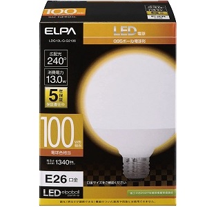 Amazon.co.jp : エルパ(ELPA) () LED電球 ボール球形 G95 ( 口金