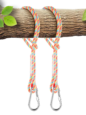 Tree Swing Ropes (Set of 2), 3FT/5FT/10FT/15FT/20FT, Tree Swing Straps Hanging Kit Holds 4400 lbs, Heavy Duty Carabiners for All Swing Hammock Playground Set Accessories (5 FT) 12 tree swing straps hanging kit