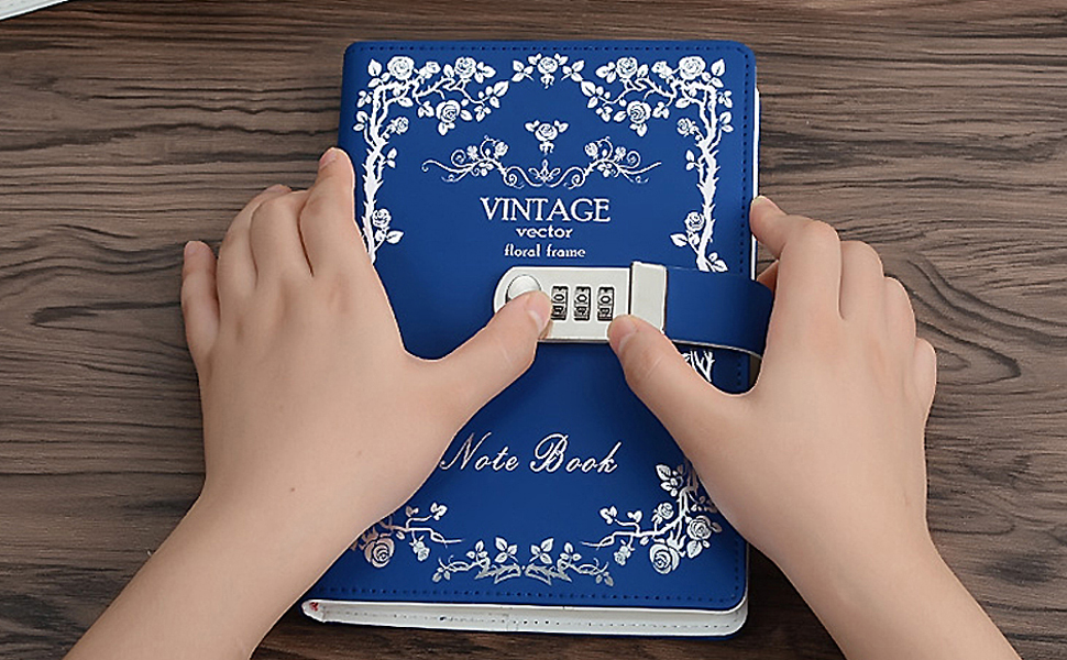 NectaRoy Lockable Diary Lock Journal, PU Leather Cover Writing Notebook