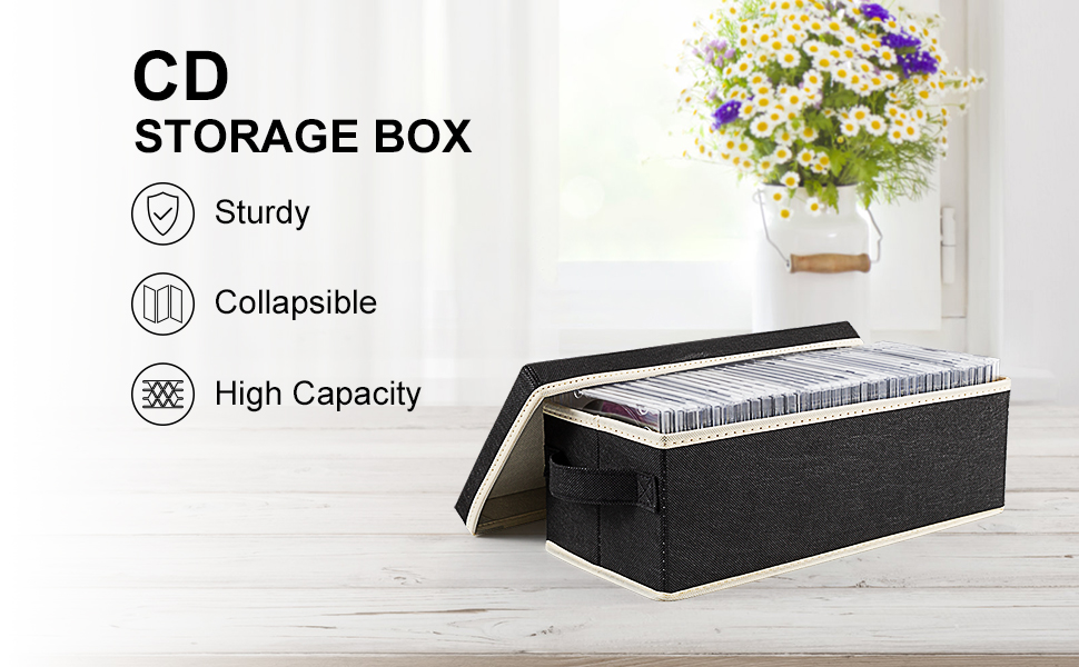 HATTERTOP CD Storage Box Set of 3, DVD Storage Case 14.2 x