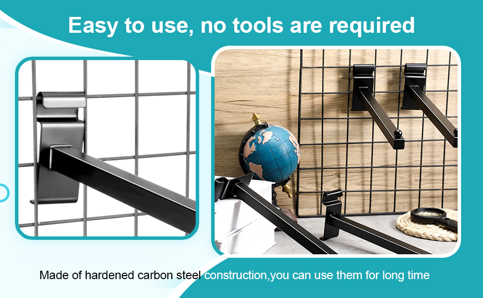 Gridwall Hooks,15.75 Inch Straight Arm Faceout Hooks and