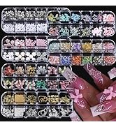 ROFIBUT Nail Charms, Multi Shape Nail Rhinestones Kit 3D Multi Shape Nail Gems Colorful Butterfly...