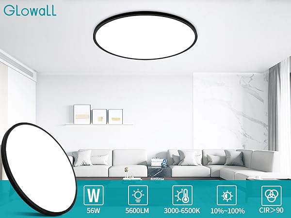Glowall 24 Inch Flush Mount Ceiling Light Fixture Dimmable