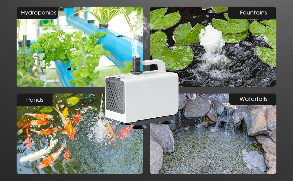 hygger 5.4FT High Lift 400GPH Submersible Water Pump for