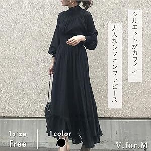 Amazon.co.jp: [V.for.M] レディース シフォンワンピース マキシ