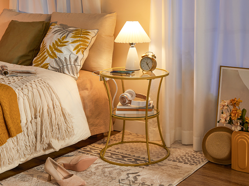 GD83UBZ01 gold end table nightstand