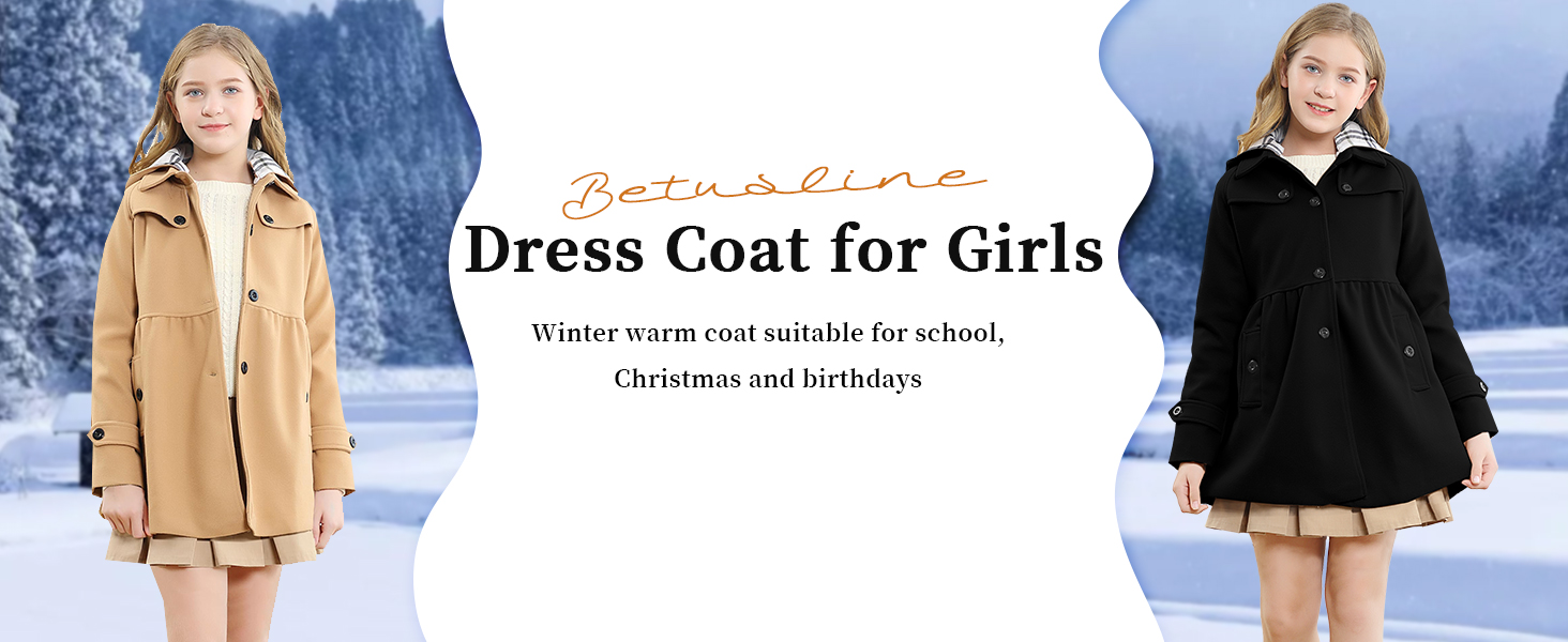 Kids Hoodie Wool Blend Coats