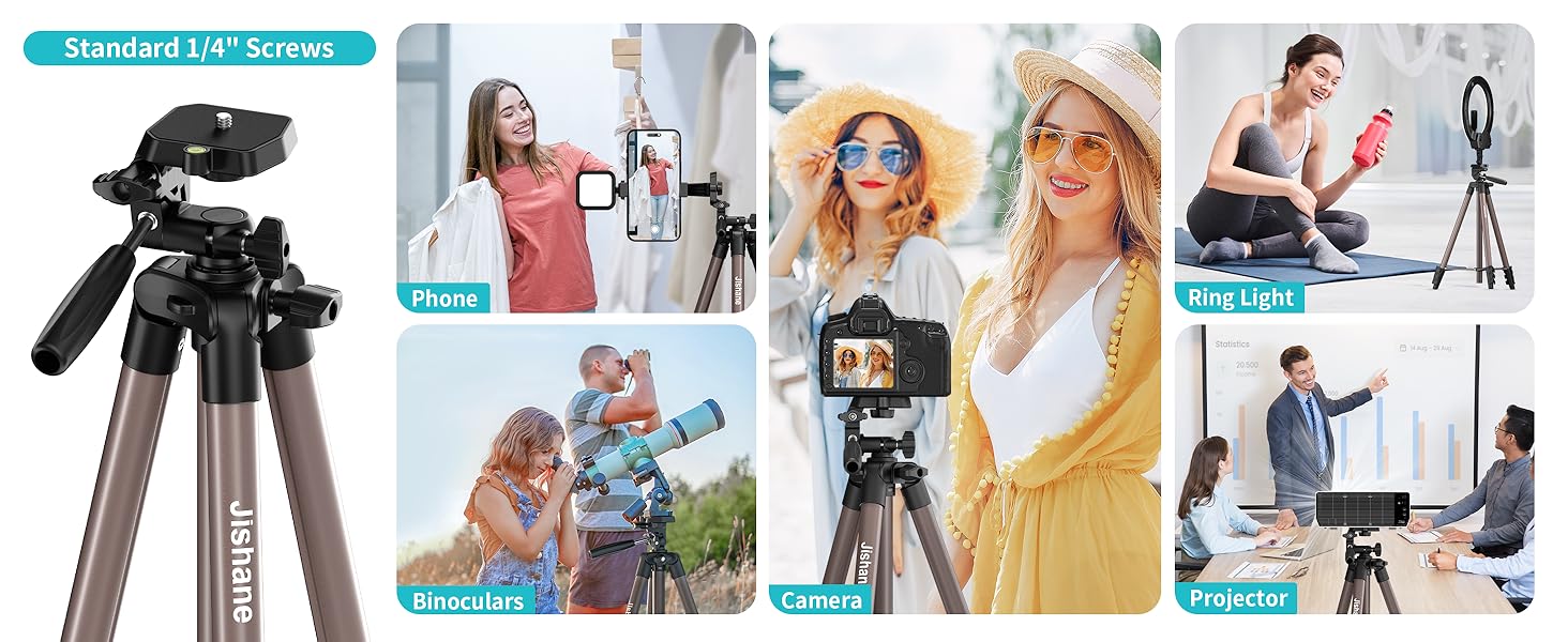 Versatile tripod with 1/4 inch screws