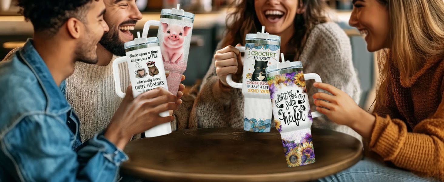 animal tumbler with handle; cow tumbler 40 oz; pig tumbler with lid and straw