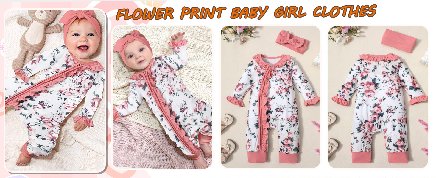 Infant Newborn Baby Girl Clothes Onesies for Baby Girl Long