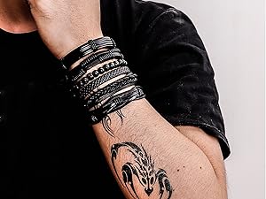 5 pcs black leather bracelet