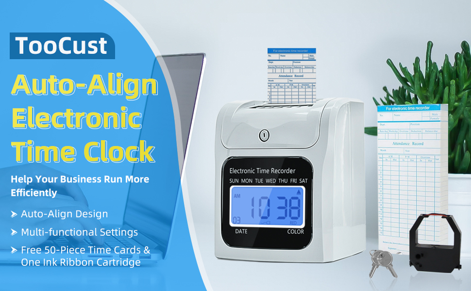 Electronic Time Clock, AutoAlign Time Clocks for Small