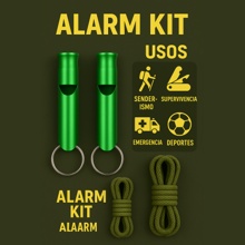 Pantallas digitales verdes que muestran la interfaz del sistema de emergencia o alarma con iconos e indicadores iluminados.