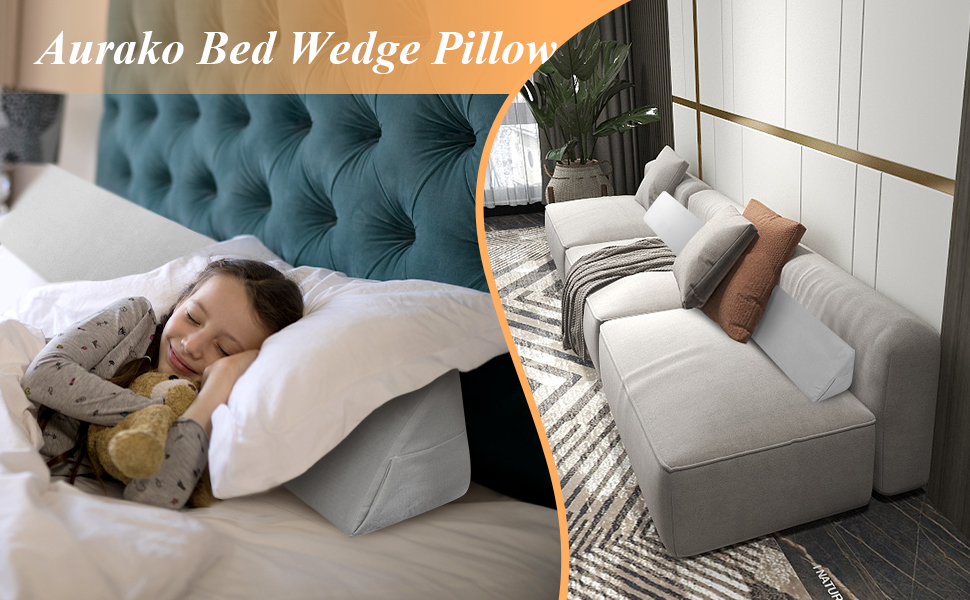 Aurako Twin Size Bed Wedge Pillow Headboard Pillow Mattress Wedge Bed Gap Filler
