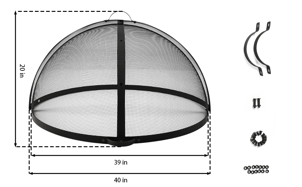 WeCooper HeavyDuty Fire Pit Spark Screen, 40In Round Steel