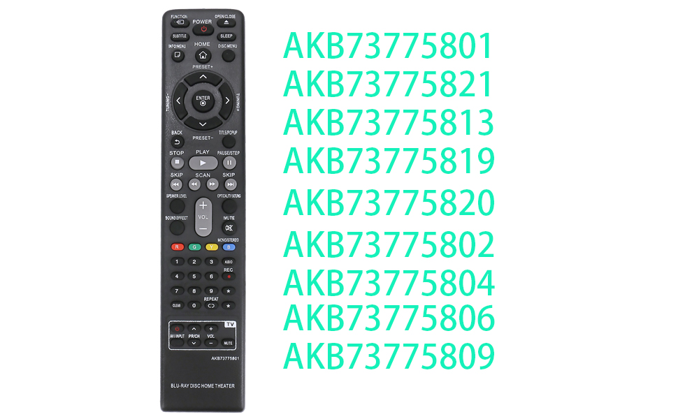 AKB73775801 Replaced Remotes Control -VINABTY-fit for LG Blu-Ray Home Theater System remote control AKB73775821 AKB73775813 AKB73775819 BH6540T BH5140 LHB645 BH5140S BH6530T LHB655 BH6420P 9 AKB73775801 Blu-Ray Player remote control