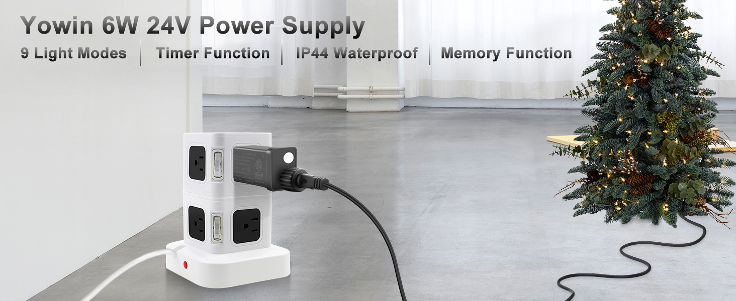 yowin Clignoteur pour Guirlande 24V 6W Transformateur, 8 Modes Prise Guirlande Lumineuse avec