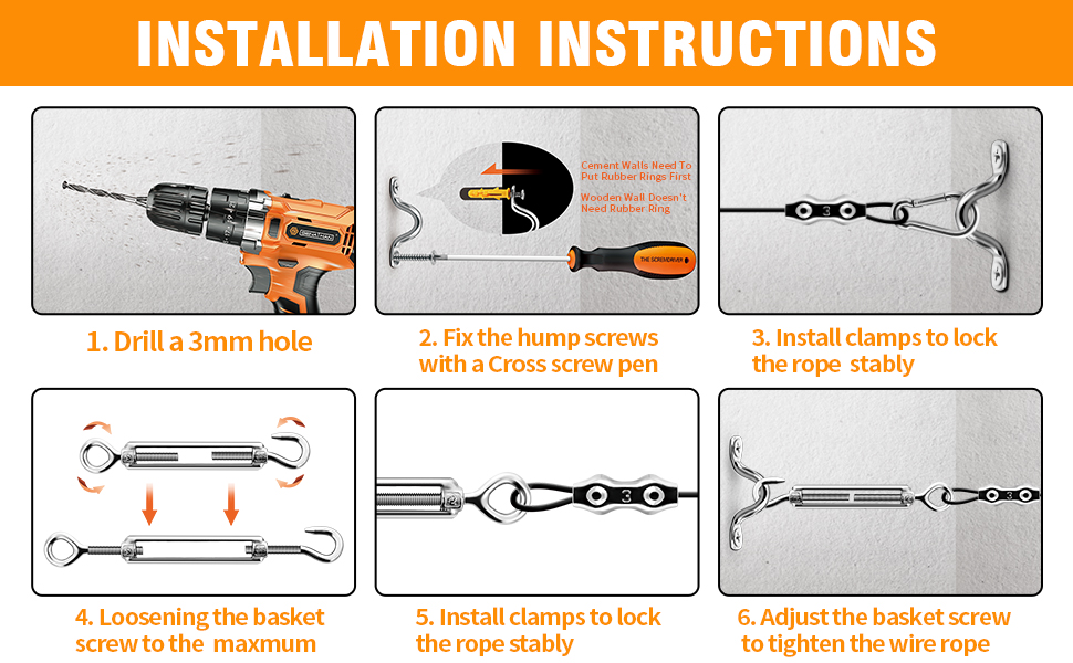 Keeimp String Light Hanging Kit,164 Ft Nylon Coated Stainless Steel 304