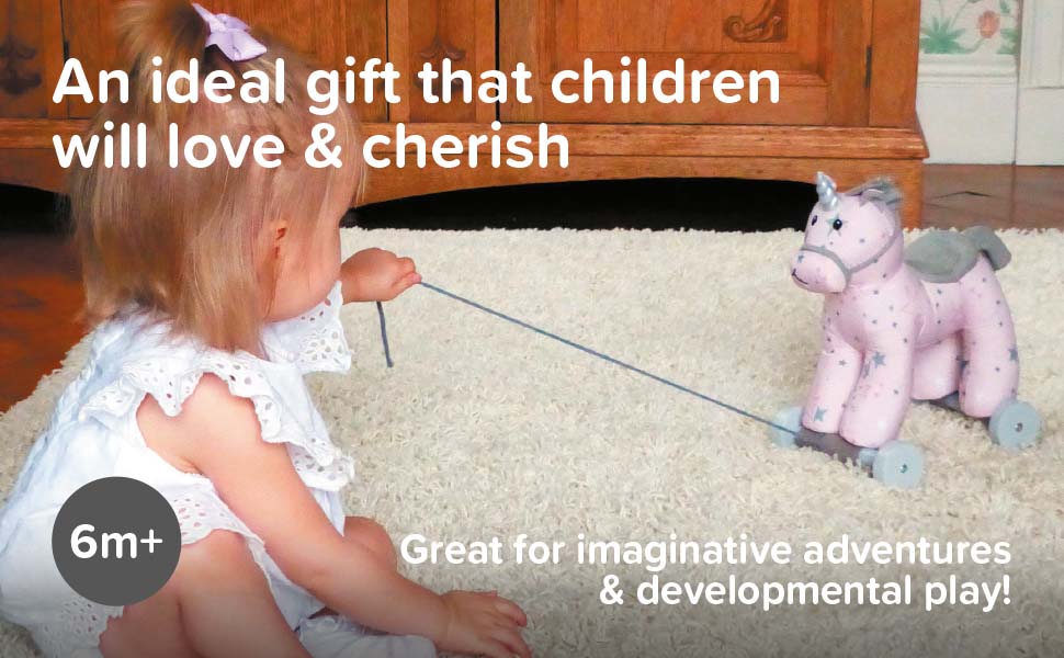 Little Bird Told Me Celeste Unicorn Pull Along Toy with Removable