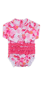 Baby/Toddler Girls Rash Guard Swimsuit Long Sleeve One Piece Swimwear UPF 50+ Sun Protection