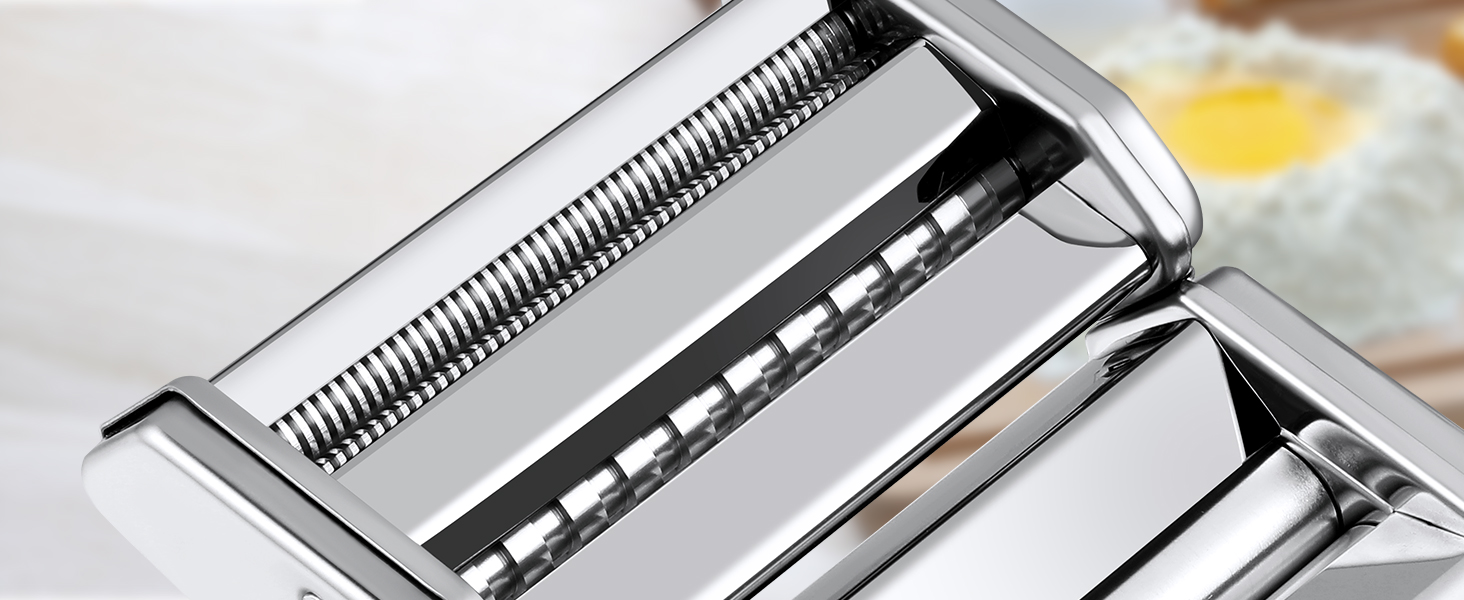 Sailnovo Pasta Machine Pasta Maker, 180 Aluminum Alloy Manual Pasta Roller with 9 Adjustable Thickness Settings and 2 Cutter, Perfect for Spaghetti, Fettuccini, Lasagna, or Dumpling Skins, Gift 15 High-quality Aluminum Alloy - 2 Adjustable Width Settings
