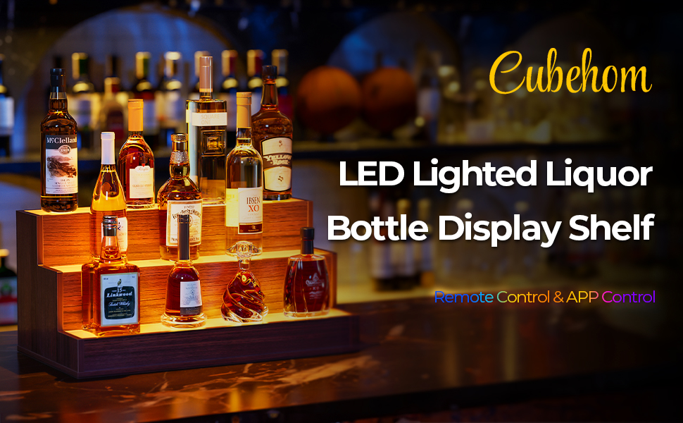 Cubehom LED Lighted Liquor Bottle Display Shelf Bar Display