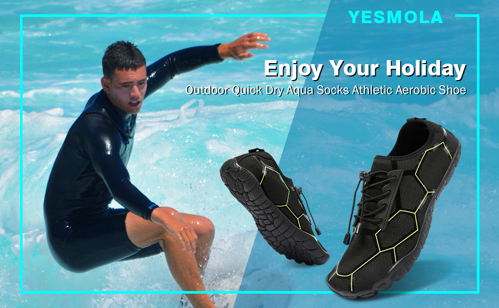 YESMOLA Men's Water Shoes QuickDry Toe Wide Barefoot Aqua Animer and