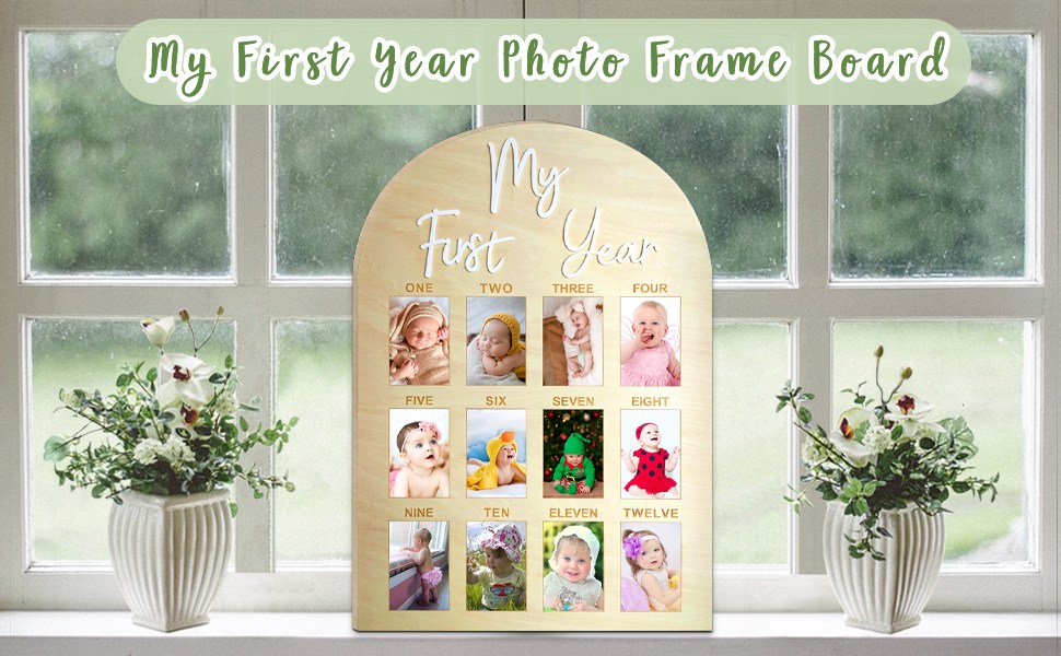 One Year Birthday Wooden Photo Board