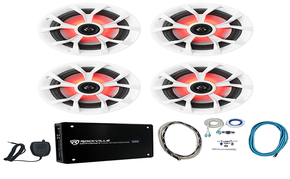 (4) Rockville RKL65MBW 6.5" 700 Watt Marine Boat LED