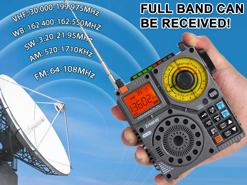 FM AM SW WB VHF band raido can be received!