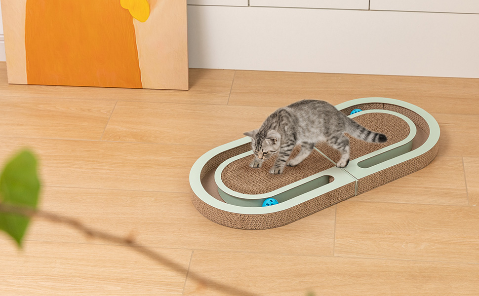 IOKHEIRA Cat Scratcher, Cat Scratching Board with 2 Bell Balls, Recycle