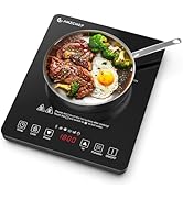 AMZCHEF Portable Induction Cooktop with 4 Preset Menus, 20 Temperature & Power Settings,1800W Cou...