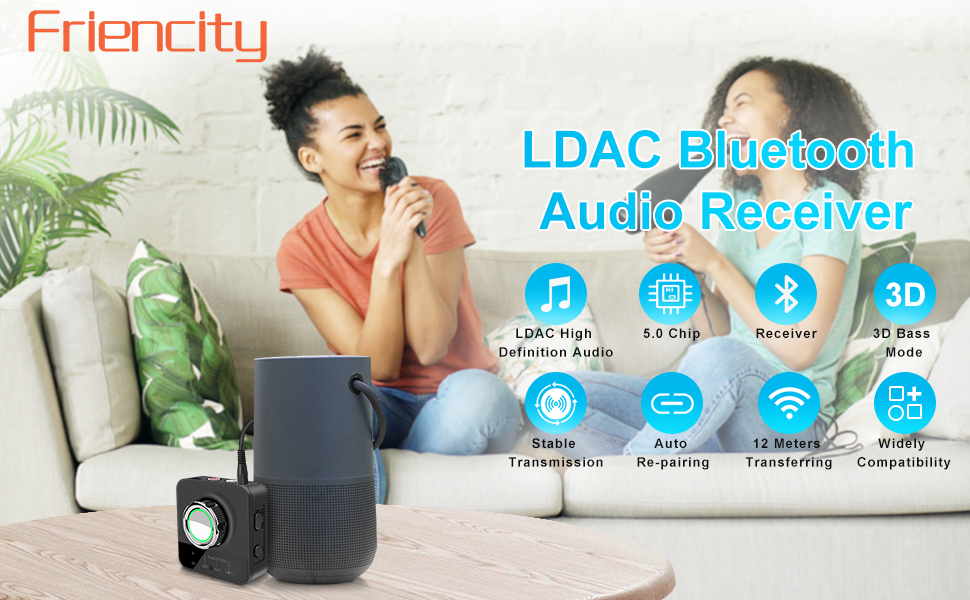 Friencity LDAC Receptor Bluetooth para estéreo doméstico, adaptador de