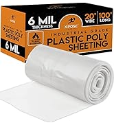 Clear Poly Sheeting - Heavy Duty, 6 Mil Thick Plastic Tarp – Waterproof Vapor and Dust Protective...