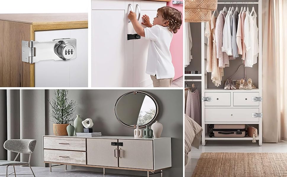 Lpraer 5 Inch Hasp Combination Lock Security Hasp Lockable Hasp Lock with Combination Lock for