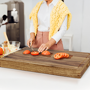 Rustic Craze Acacia Wood Cutting Boards for Kitchen - Extra Large Wooden Cutting Board w/ Mini Chalk