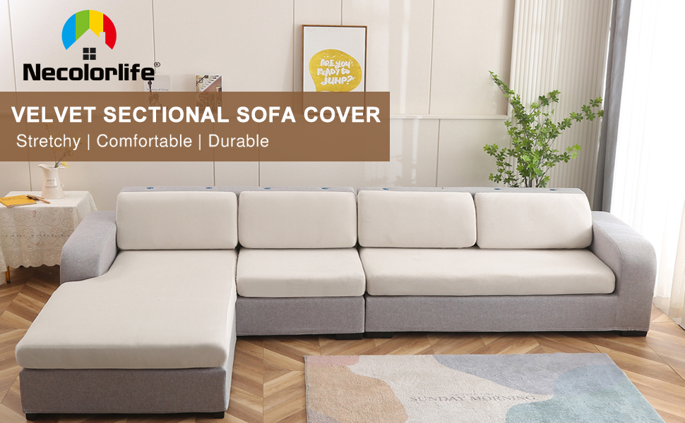 NeColorLife Velvet Sectional Sofa Cover Universal Couch
