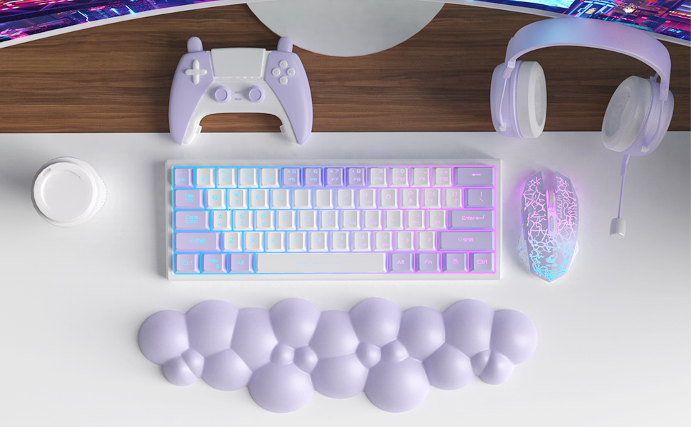 Attack Shark lila Cloud Weiche, bequeme TastaturHandballenauflage, rutschfeste, ergonomische