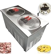 Banfluxion Commercial Fried Ice Cream Machine Double Pan Commercial Ice Roll Maker 18" Diameter F...