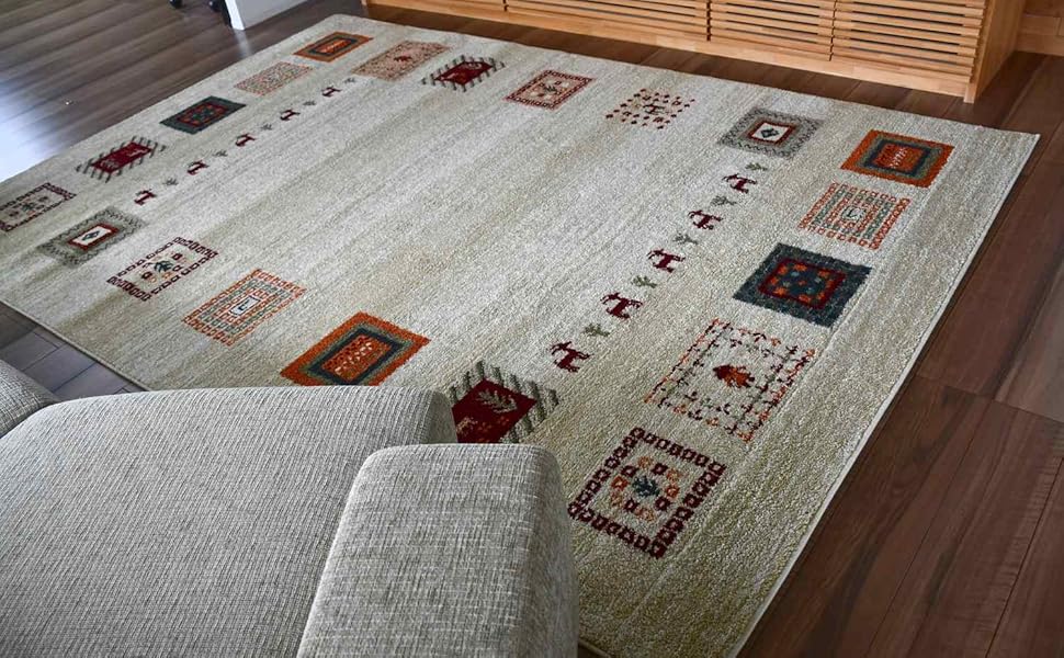 Amazon | ラグ 北欧 ギャッベ柄 200x250cm 約 3畳 長方形
