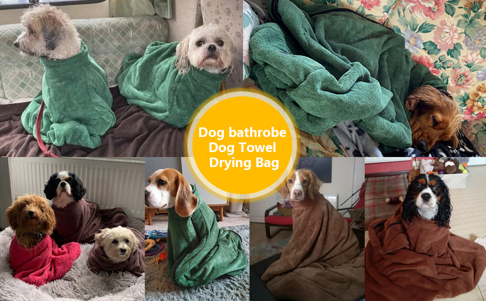 Geyecete Premium Microfiber dog towel bag Dog Drying Bag with Loop Neck