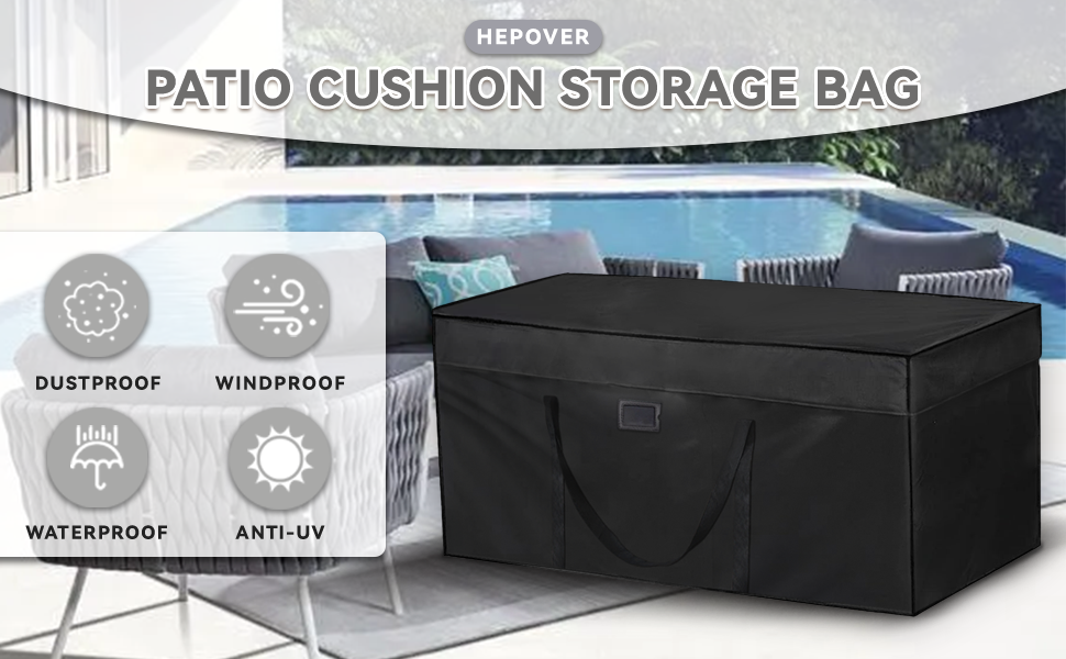 Outdoor Patio Cushion Storage Bags 68Inch 600D Waterproof