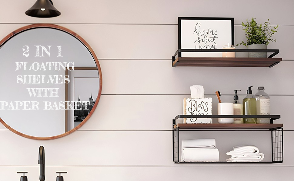 WXCGX Floating Shelves, Rustic Floating Shelves Wood Over