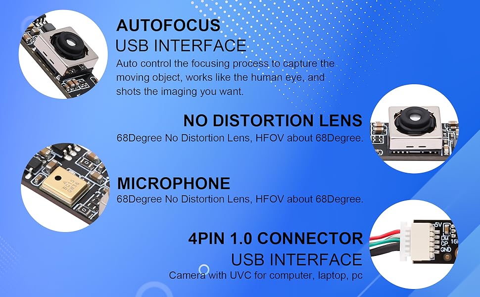 ELP 16MP Autofocus USB Camera with Microphone for Computer