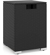 HAPPYGRILL Propane Gas Tank Cover Table, 2-in-1 Rattan Hideaway Propane Gas Tank Table, Storage S...